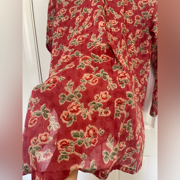 Ralph by Ralph Lauren Red Floral Cotton Semi Sheer Top Tunic Coverup Size M - Picture 4 of 7